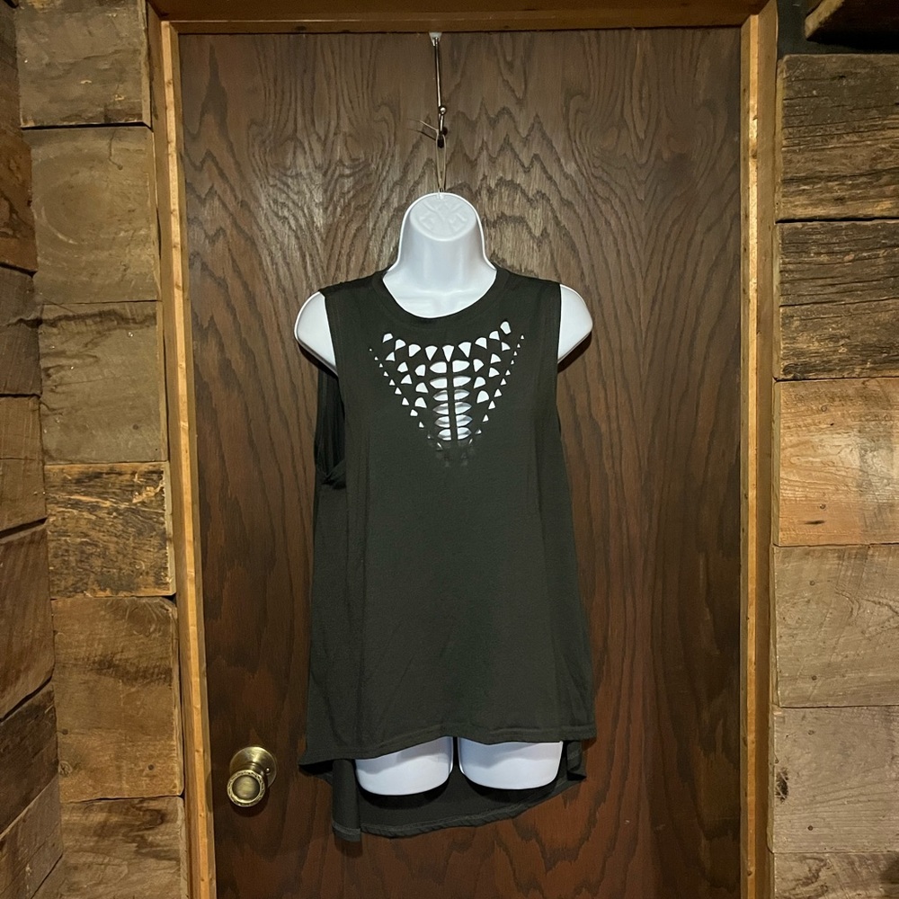 Black tank top with cut out on neck line